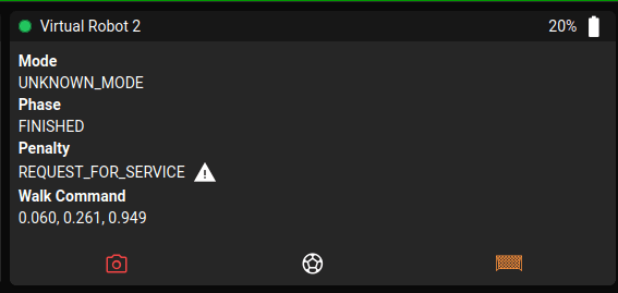 Robot status box. Contains text specifying the various states of the robot.